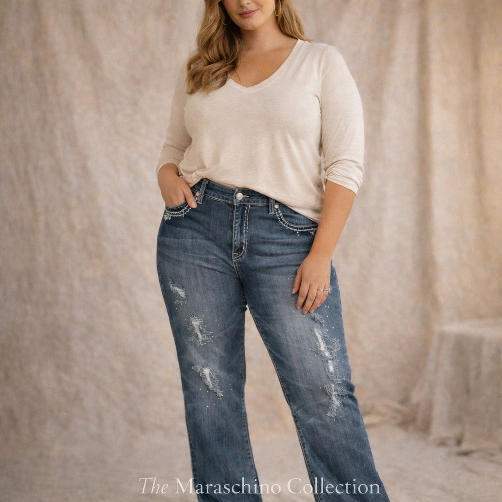 Cowgirl Tuff Worn & Torn Straight Jeans | 16 Short